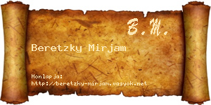 Beretzky Mirjam névjegykártya